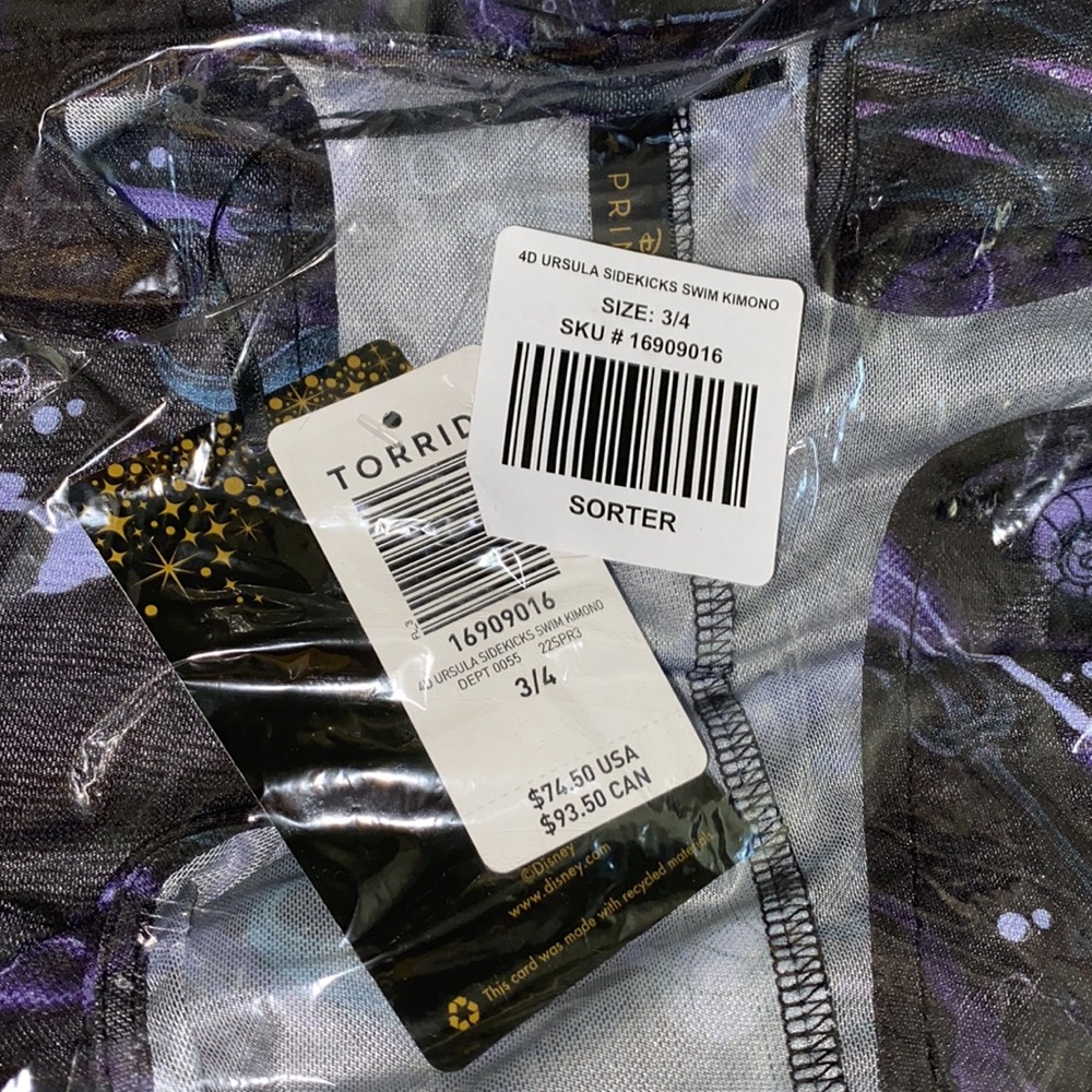 NWT TORRID Disney The Little Mermaid Ursula Swim Kimono - Black - Picture 6 of 8